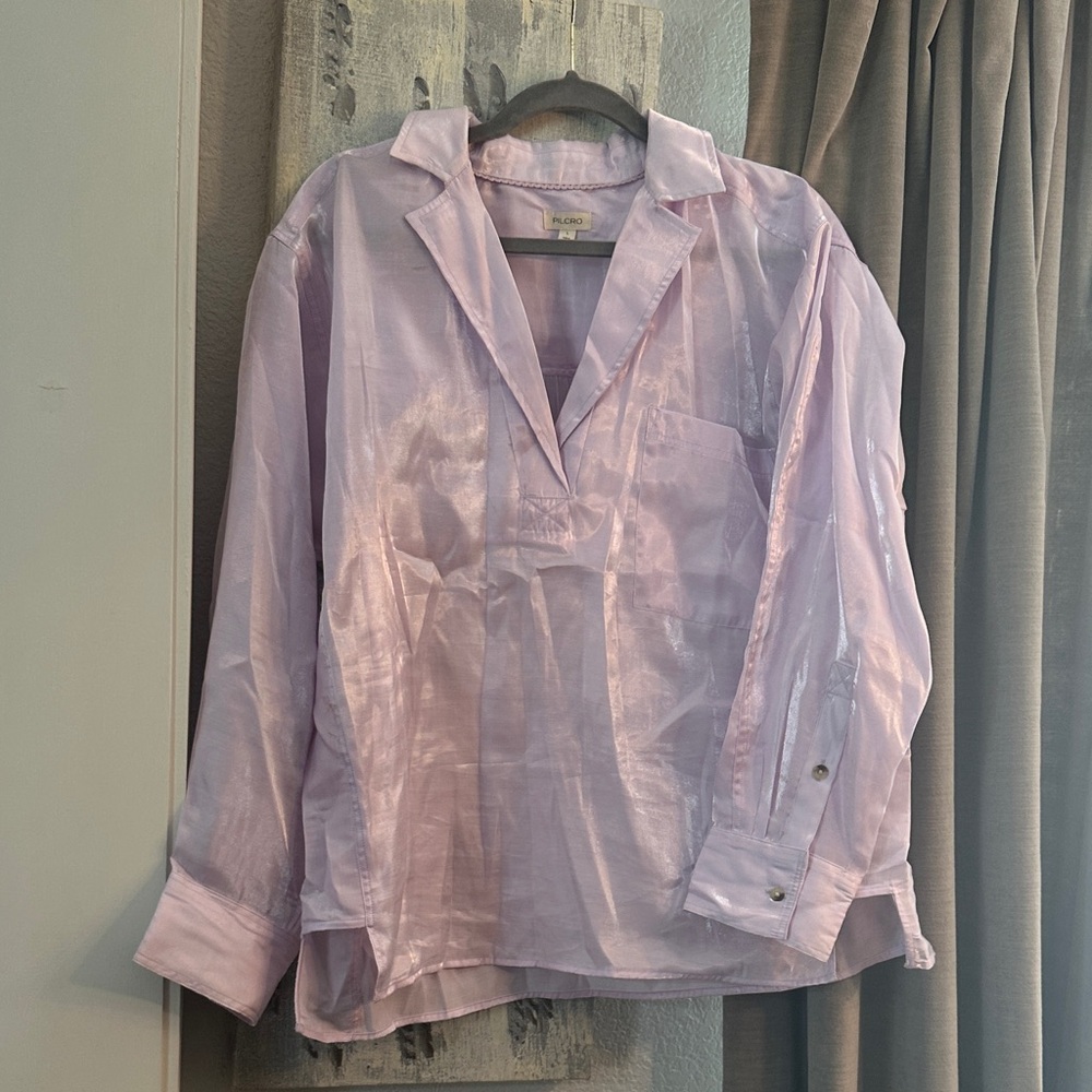 Pilcro Sheer metallic Lavender Shirt